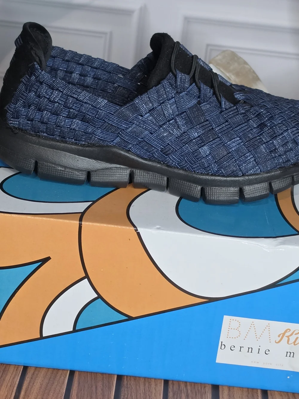 Bernie Mev Kids Vicky K Woven Slip-On Sneakers Size EU 33 / US Kids 2 Navy Light
